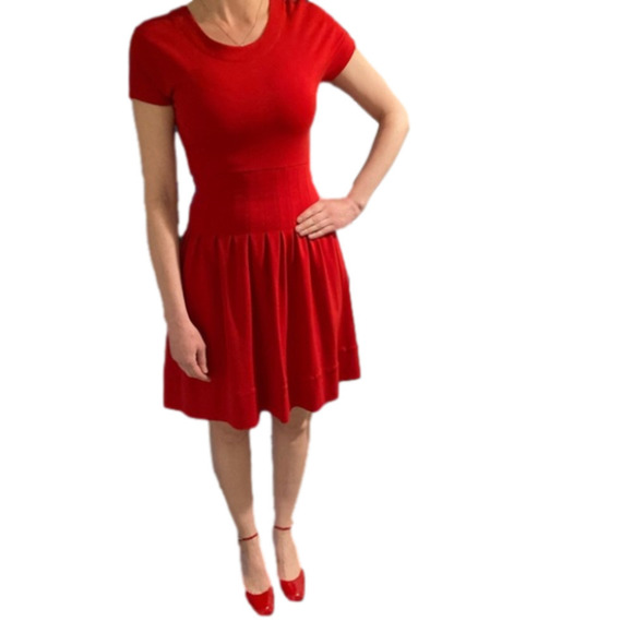 PINK TARTAN RED PLEATED VINTAGE DRESS - Size XS - Picture 2 of 12